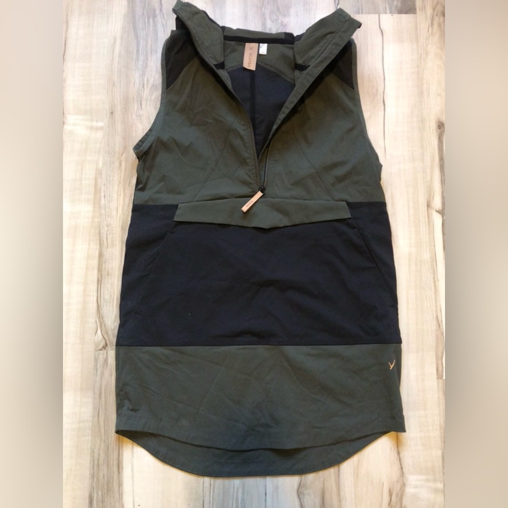 Indygena Cangur Women's Black & Olive Hooded Vest Wind Resistant - Picture 4 of 16